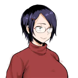 🤓 Аниме, Женщина, Очки, Мультфильм, Женский, Портрет telegram sticker