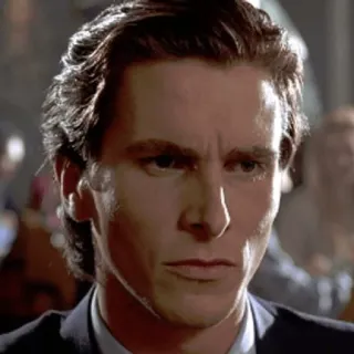 😠 Patrick Bateman American Psycho Patrick Bateman, American Psycho, Christian Bale, Psycho, Film, Ausdruck, Porträt whatsapp sticker