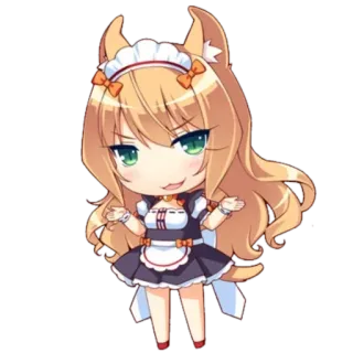 😏 Anime, Chibi, Maid, Carino/a, Kawaii, Ragazza telegram sticker