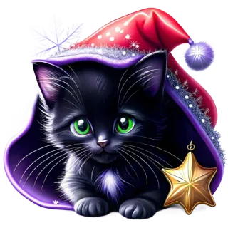 🐱 ลูกแมว, แมว, สัตว์, น่ารัก, คริสต์มาส, วันหยุด, ฤดูหนาว, เทศกาล whatsapp sticker