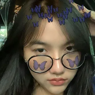 💋 ผีเสื้อ, ฟิลเตอร์, ภาพเหมือน, แว่นตา, ผู้หญิง telegram sticker