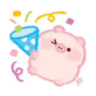 😚 돼지, 귀여운, 동물, 축하, 파티, 종이꽃가루 telegram sticker