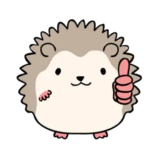 👍 erizo, animal, lindo, pulgar arriba, pegatina telegram sticker