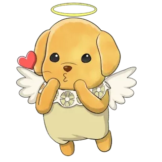 ❤️ cachorrinho, cão, anjo, fofo, amor, animal, asas, auréola whatsapp sticker