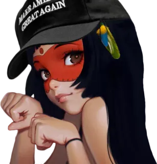 🇺🇸 MAKE AMERICA GREAT AGAIN 모자, 정치, 미국, 소녀, 마스크 telegram sticker