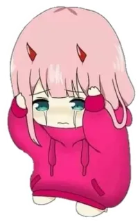 😭 Zero Two Darling in the Franxx Anime, Chibi, Płacz, Zero Two, Darling in the Franxx, Kawaii telegram sticker