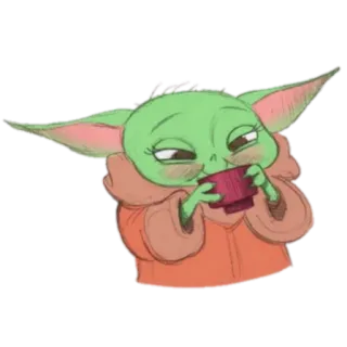 🍵 Grogu The Mandalorian Grogu, Baby Yoda, süß, trinken, Mandalorianer, Star Wars, Cartoon whatsapp sticker