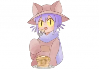 🥞 kucing, anime, makanan, panekuk, hidangan penutup whatsapp sticker