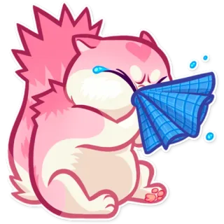 😭 ardilla, llorando, triste, pañuelo, rosa, animal telegram sticker