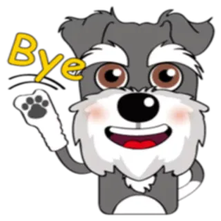 🤚 Bye perro, adiós, dibujo animado, animal, saludo, saludo con la mano telegram sticker