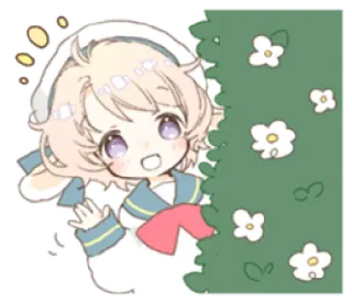 🌬 Chibi, Anime, Kawaii, Lindo, Flores, Asomar whatsapp sticker