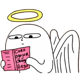 🧐 Cara Ngajar Orang Bego anjo, livro, fofo, lendo, auréola telegram sticker