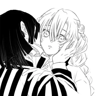 😘 anime, coppia, amore, manga, bianco e nero telegram sticker