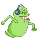 🕺 fantôme, musique, casque, danse, dessin animé, amusant, animation, personnage telegram sticker
