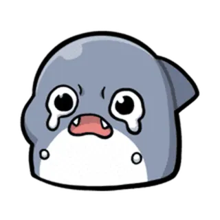 😃 상어, 울음, 슬픈, 만화, 이모지, 스티커 telegram sticker