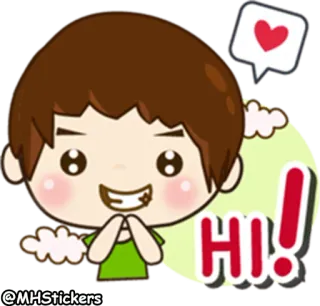 ✋ HI! 卡通, 问候, 爱心, 可爱, 友善 telegram sticker