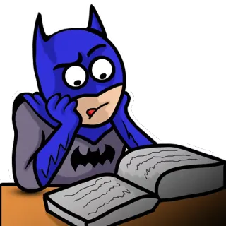 📚 Batman ซูเปอร์ฮีโร่, การ์ตูน, การอ่าน, การเรียน, หนังสือการ์ตูน telegram sticker