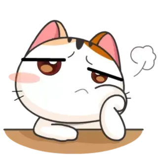 😕 gatto, sticker, cartone animato, carino, emoji, espressione, annoiato telegram sticker