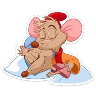 😴 Jaq and Gus Cinderella souris, souris, cendrillon, disney, dessin animé, sommeil, mignon whatsapp sticker