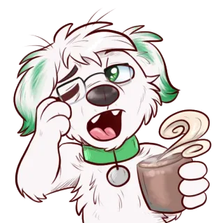 😩 cachorro, animal, desenho animado, fofo, café, bebida telegram sticker