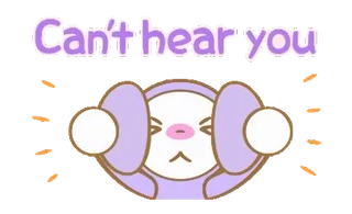 💫 Can't hear you 兔子, 可爱, 卡通, 贴纸, 耳朵, 听不见, 不听 whatsapp sticker