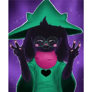 😄 Ralsei Deltarune videojuego, mono, RPG, verde, mago telegram sticker