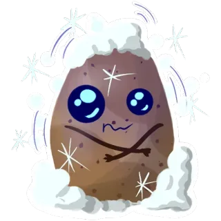 ❄️ 土豆, 可爱, 冬天, 雪, 卡通, 闪亮 telegram sticker