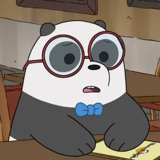👨‍🎓 Panda We Bare Bears Мультфильм, Панда, Медведь, Очки, Галстук-бабочка, Анимация, Мы обычные медведи whatsapp sticker
