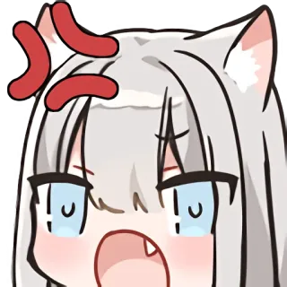 😡 Аниме, Кошачьи ушки, Милый, Стикер, Злой telegram sticker