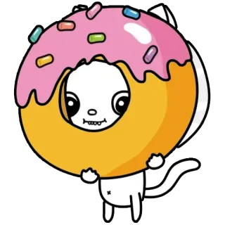 🍩 고양이, 도넛, 스티커, 만화, 동물, 음식 telegram sticker