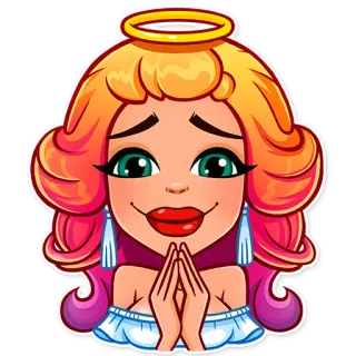 🙏 ange, femme, auréole, dessin animé, mignon, prière whatsapp sticker