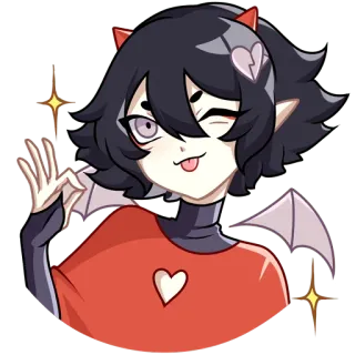 😉 anime, devil, cute, winking, sparkle, cartoon telegram sticker