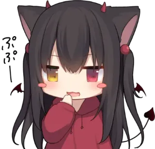 😏 ぷ ぷ！ Anime, Sticker, Dễ thương, Kawaii, Girl mèo, Sừng telegram sticker