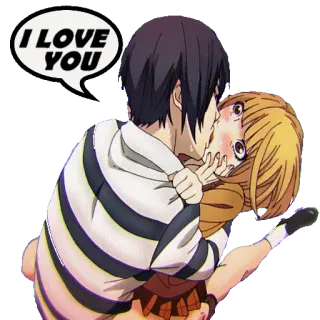 😘 I LOVE YOU anime, beso, amor, dibujos animados, relación whatsapp sticker