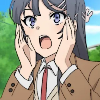 🐰 Mai Sakurajima Rascal Does Not Dream of Bunny Girl Senpai 애니메이션, 충격, 놀람, 바니걸 센빠이, 사쿠라지마 마이, 반응 whatsapp sticker
