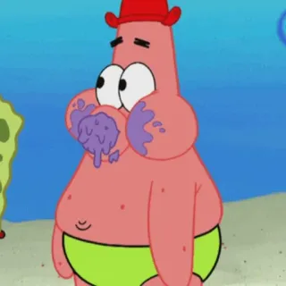 ✨ Patrick Star SpongeBob SquarePants dessin animé, Patrick, manger, violet, étoile de mer telegram sticker