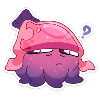 ❓ adesivo, cartone animato, punto interrogativo, carino, kawaii, rosa, viola, scintillio whatsapp sticker