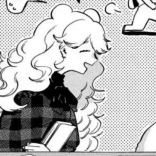 🛹 Anime, Manga, Pelo rizado, Libro, Estudiante, Mesa telegram sticker