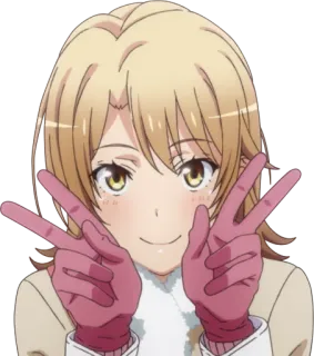 ✌️ anime, menina, sinal de paz, fofa, sorrindo telegram sticker