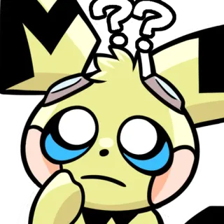 🧐 Pichu Pokemon ?? pichu, pokemon, confused, question, thinking, cartoon, sticker telegram sticker