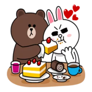 🍰 Brown медведь, кролик, торт, десерт, еда, милый, мультфильм whatsapp sticker