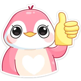 👍 penguin, cute, animal, cartoon, thumbs up, positive, bird telegram sticker