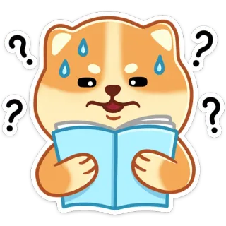 😅 chien, question, lecture, livre, confus, inquiet, étude telegram sticker