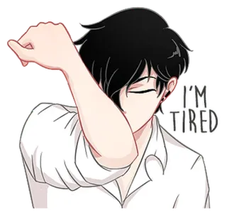 😮‍💨 I'M TIRED zmęczony, anime, śpiący, wyczerpany, zmęczenie whatsapp sticker