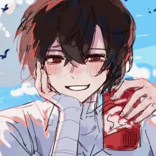 ⛓ yoshi Anime, Dessin animé, Garçon, Boire, Portrait, Art numérique whatsapp sticker