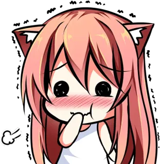 😂 Anime, Lindo, Chica gato, Chibi, Sonrojo, Avergonzado whatsapp sticker