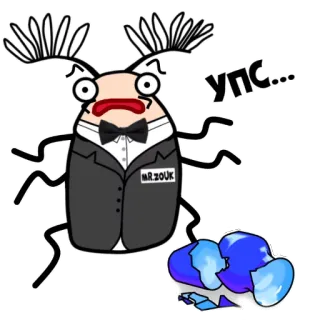 😬 упс... dessin animé, insecte, Mr Zouk, oups telegram sticker
