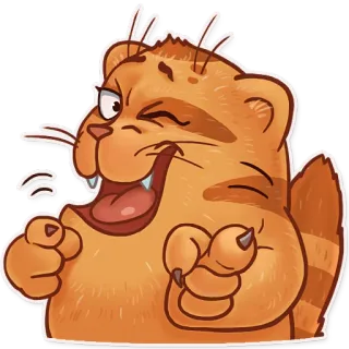 👍 cat, orange, cartoon, wink, funny, animal whatsapp sticker