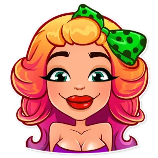😀 dessin animé, femme, fille, nœud, autocollant, souriant whatsapp sticker