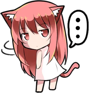 😑 Anime, Gatto, Carino, Sticker, Chibi, Capelli rosa, Orecchie da gatto whatsapp sticker